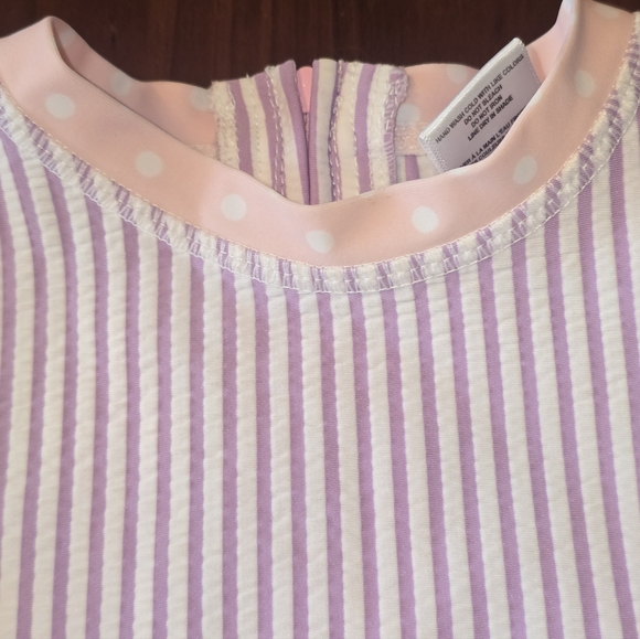 Ruffle Butts Baby Girls' Seersucker Long Sleeve Rash Guard Swimsuit 12-18 Month - Picture 4 of 8